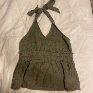 Olive Green Halter Top. American Eagle